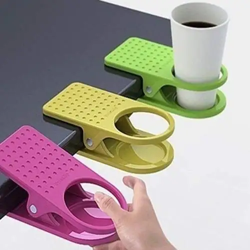 Home Office Desk Table Bottle Mug Drink Cup Holder Clip On Drinklip Clamp