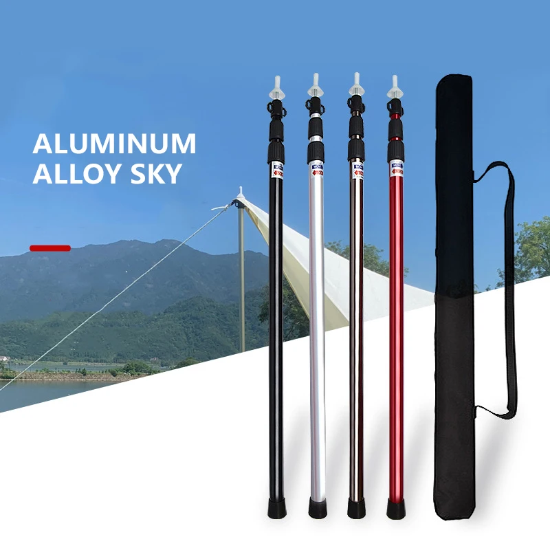 Outdoor Retractable Aluminum Ceiling Rod 2.3m-3m Adjustable 3-section Tent Door Bracket Portable Strut 30mm Thicker