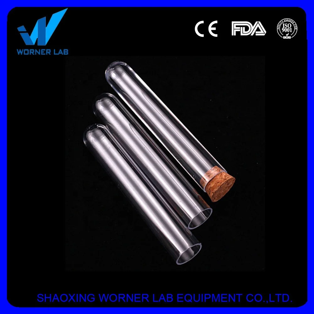 Laboratory clear plastic test tube with cork (4)