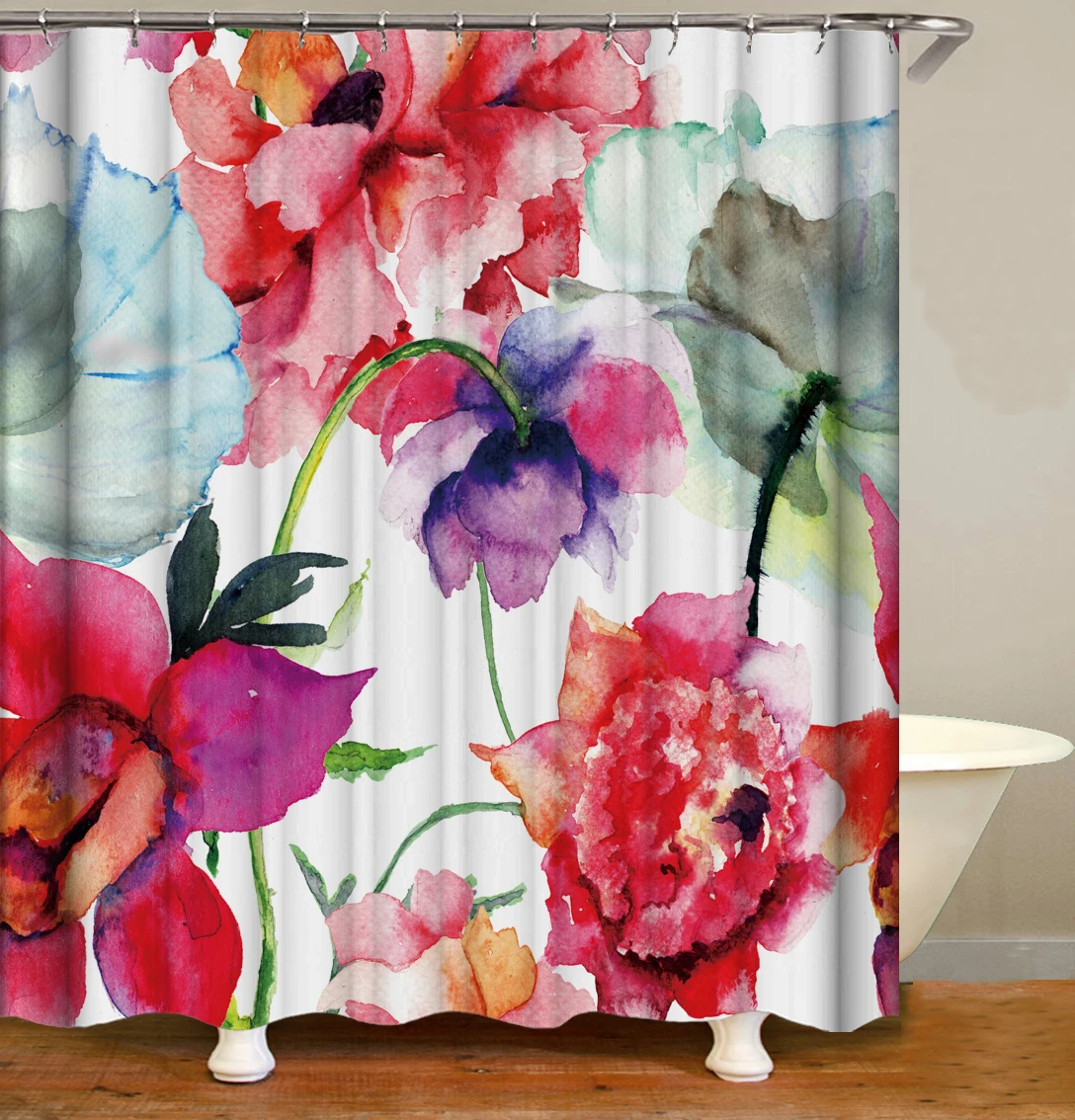 i@home home goods purple lavender designer prints flower washable bathroom shower curtains polyester