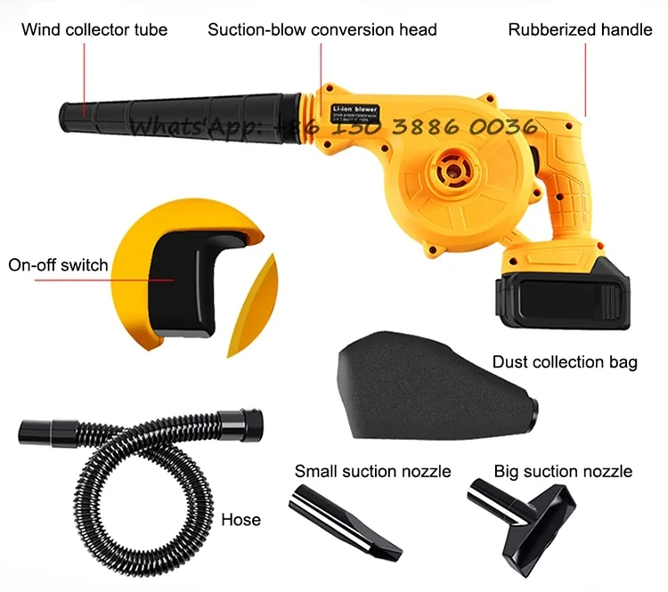 DC-21V Industrial Highly Efficient Dust Removal Electric Blowing Fan Machine Blow And Suck Dual-purpose Lithium Air Blower