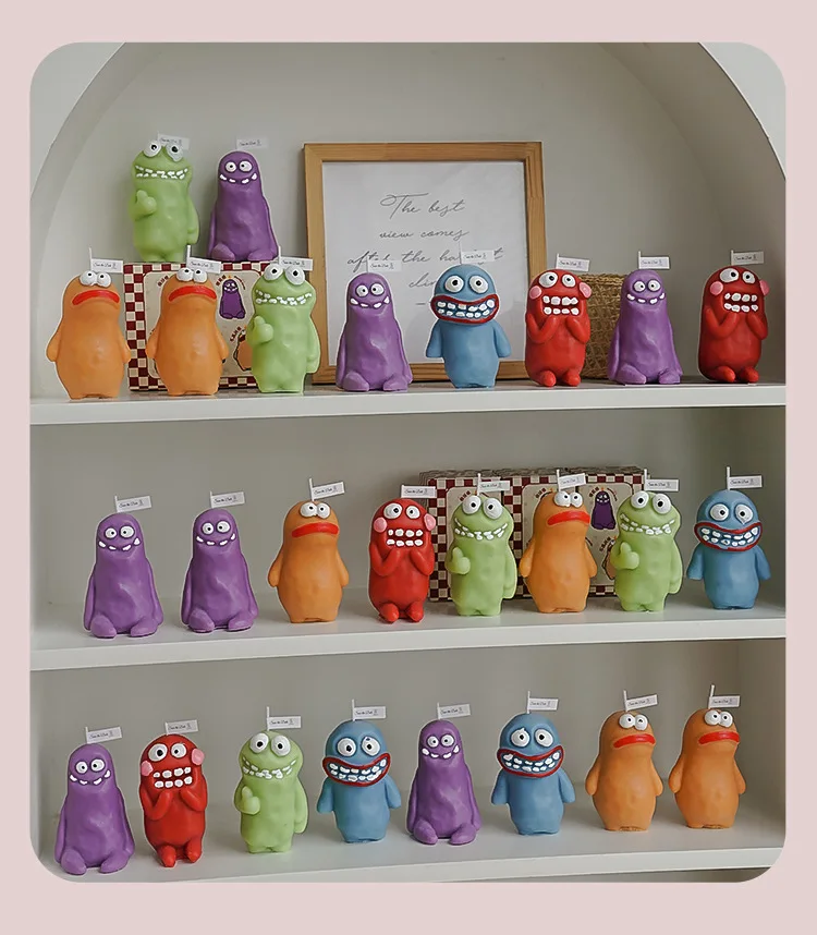 FLORESCENCE Handmade 5 Color Fragrance Creative Birthday Gift Box Home Decoration Funny Clay Man Monster Soy Wax Scented Candles