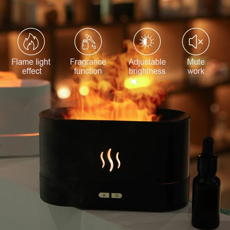 Biumart Flame Aroma Diffusers Aromatherapy Humidifier Ultrasonic Essential Oil Diffusor Electric Mini Fire Lamp LED Night Light