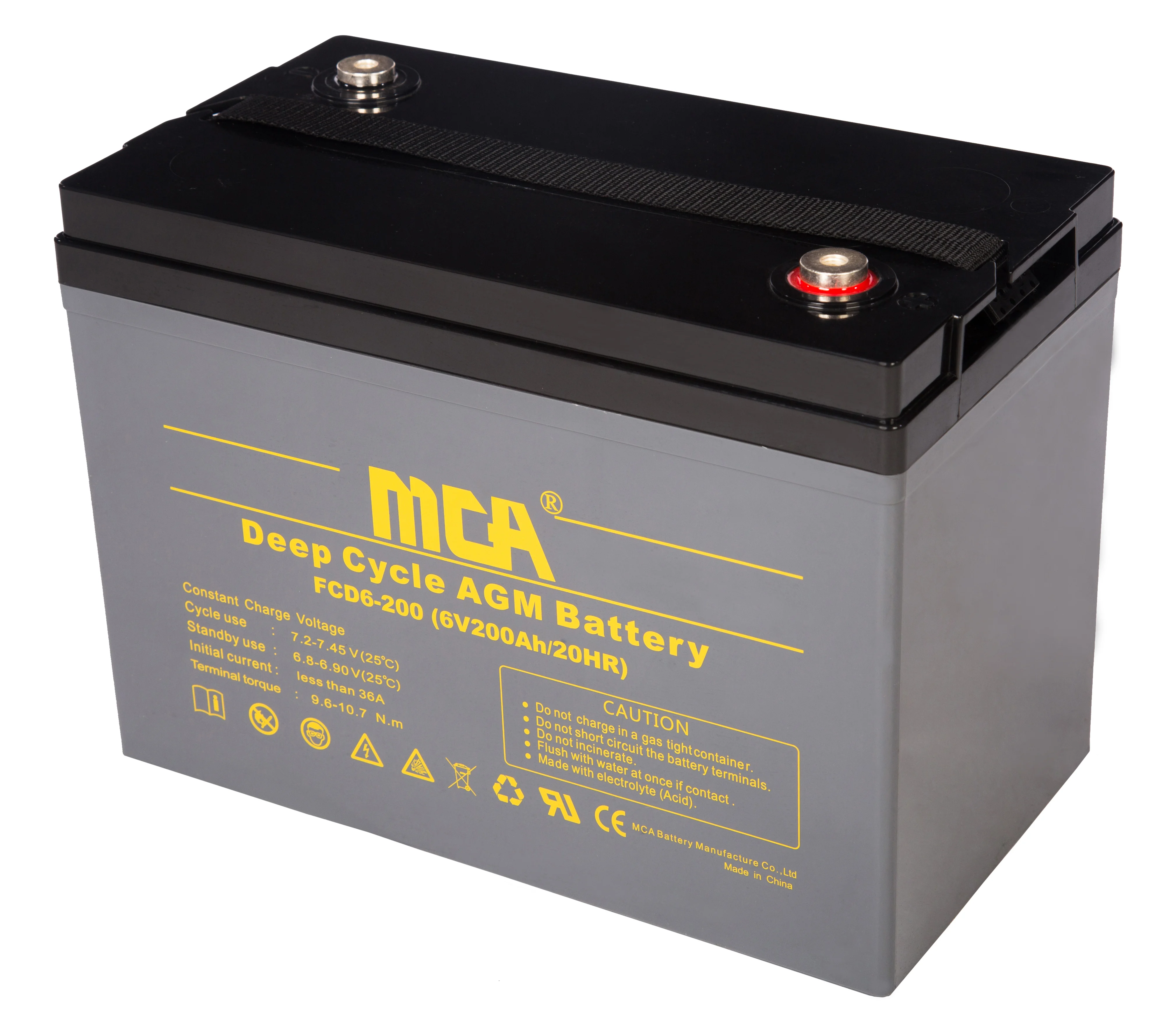 MCA lead acid deep cycle gel power station marine sweeper power station 6v 330ah battery