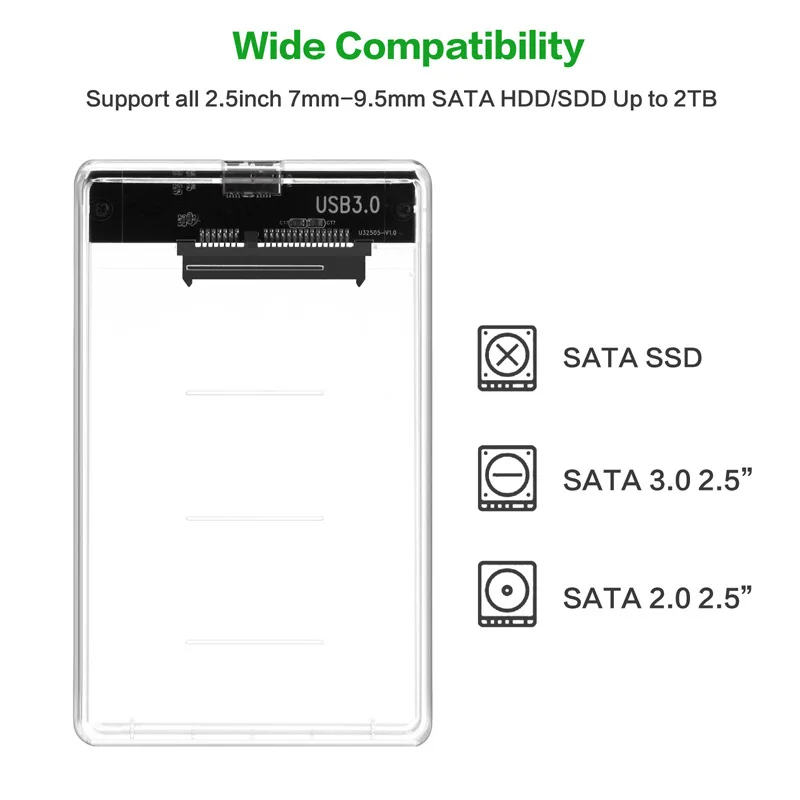 Корпус внешнего жесткого диска USB 3 0 2 5 дюйма Корпуса для ноутбука SATA HDD