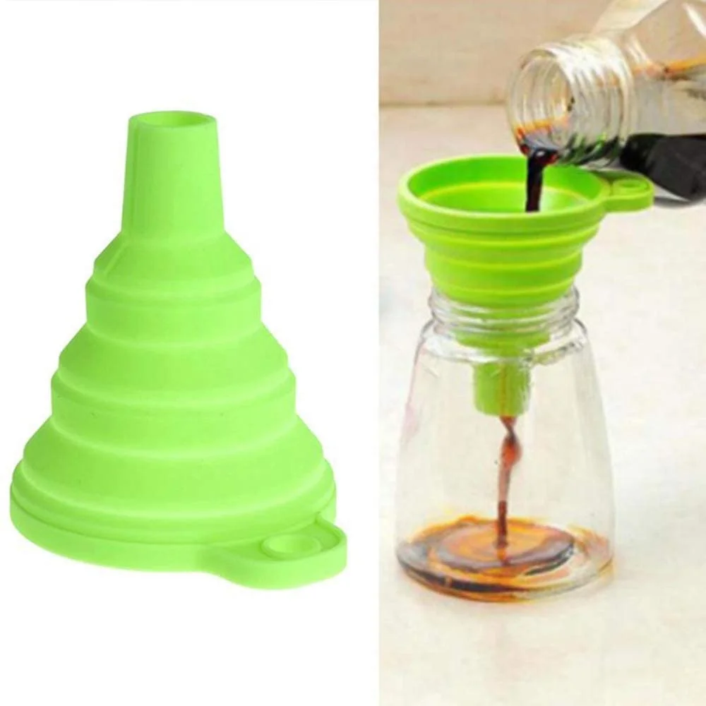 Foldable food grade silicone collapsible funnel for wide mouth regular canning jars liquid solid bean