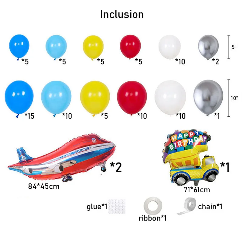 Aerospace Theme Kids Birthday Party Backdrop Photography Accessories Supplies Airplane  Bus UFO Astronaut Latex Balloon Garland
