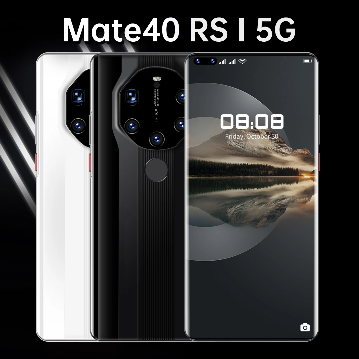  Высокая конфигурация Mate40 RS MTK6889 + 10-ядерный 16GB 512GB 24MP 50MP 7 3 дюймов HD левый отверстие-экрана 6800 мА/ч android11.0