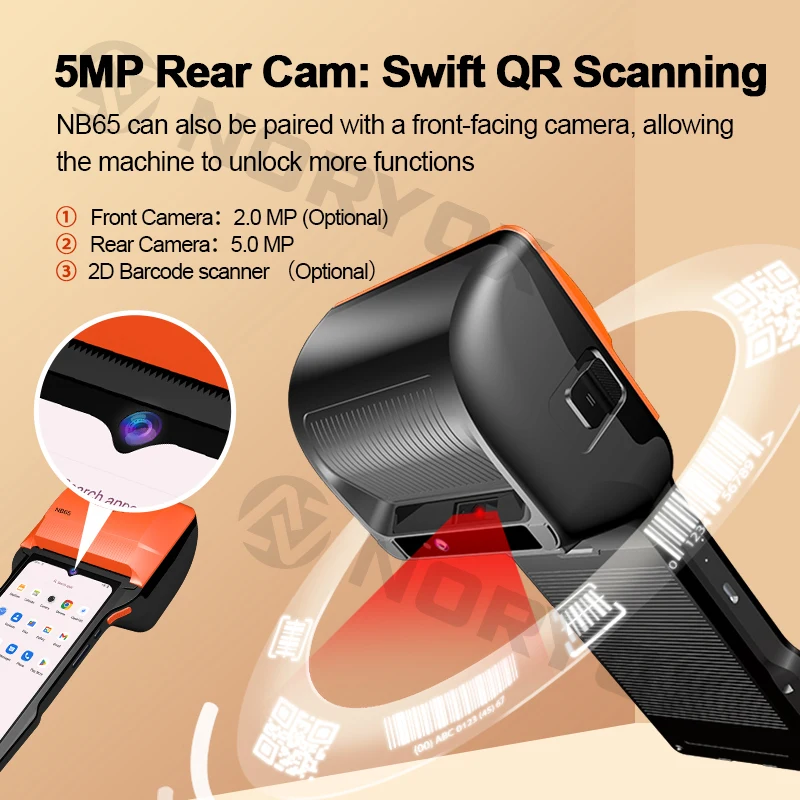 Noryox NB65 6.5 Inch 3GB 32GB Handheld Android 14 Cash Register Pos Canteen Mobile Terminal Pos With 80mm Printer