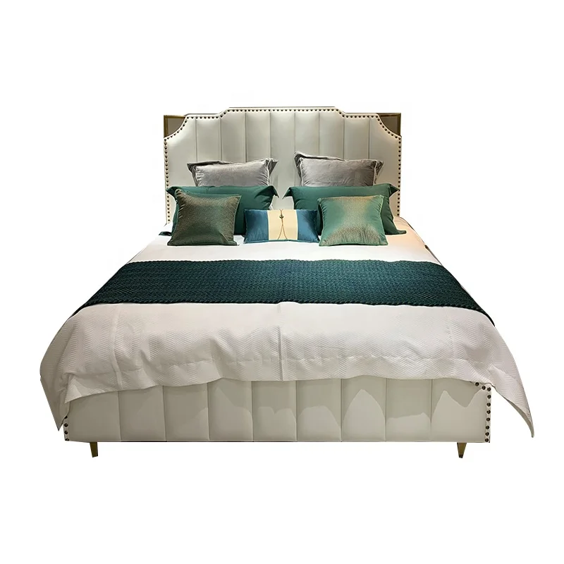 
Hot selling product wooden leather modern bedroom furniture bed 