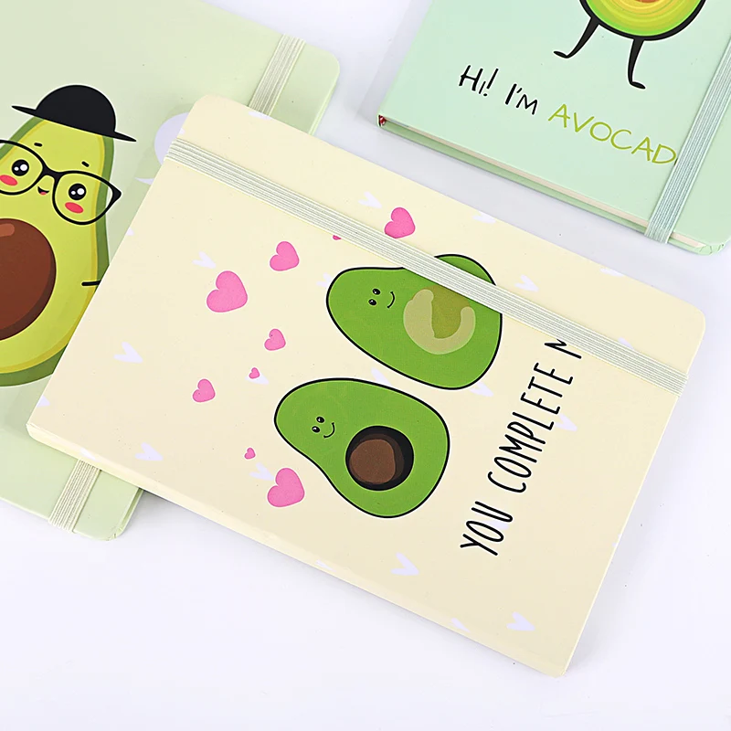 Colorful new popular avocado cute cardboard notebook a5 spring short hand note book for office use