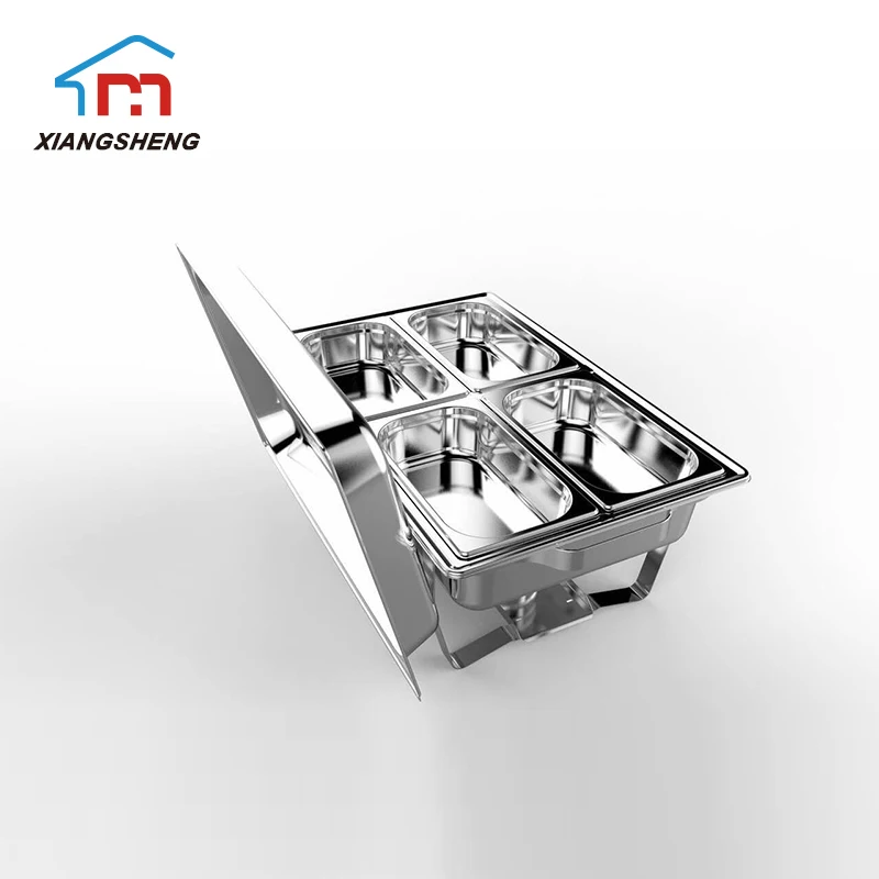 Stainless Steel Mirrored Hotel Banquet Buffet Table With Food Warmers