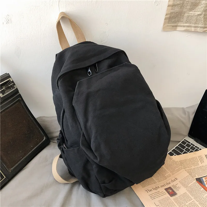Simple Blank Back to School Backpack Schoolbag Canvas Travel Bag Vintage Green Aesthetic Backpack Women Travel Canvas Backpack