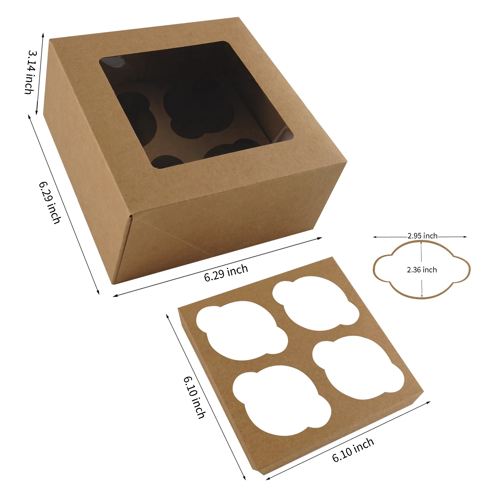 Wholesale mixed with multiple sizes 4 6 cupcake box 12 hole bakery cake box packaging