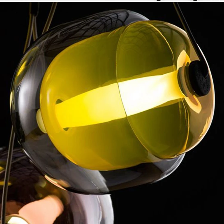 Nordic Fashion style indoor Iron modern living room metal Color Glass Capsule Light hanging antique light Pendant lamp