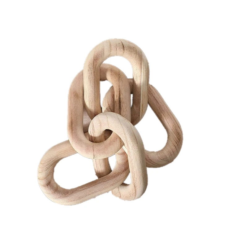 Home Table Bohemian Decoration Farmhouse Rustic Hand Carved Wood Chain Link