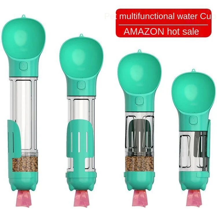 Wholesale portable multifunctional dog water bottle with garbage bag pet cat and food