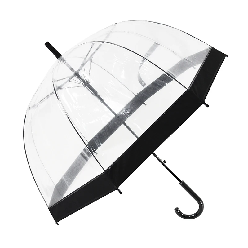 23 Inch Dome Shape Bubble POE See Through Transparent Clear Plastic recycled  Birdcage Umbrella with logo