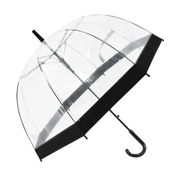 23 Inch Dome Shape Bubble POE See Through Transparent Clear Plastic recycled  Birdcage Umbrella with logo