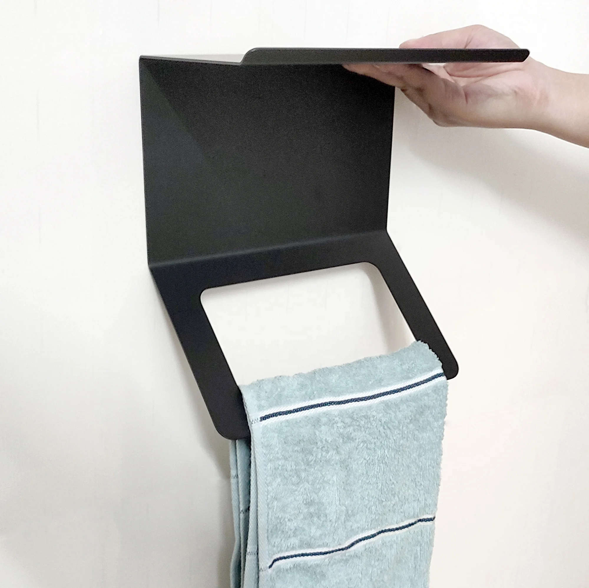 Minimalism style without screws adhesive bathroom accessories shower shelf with holder towel bar