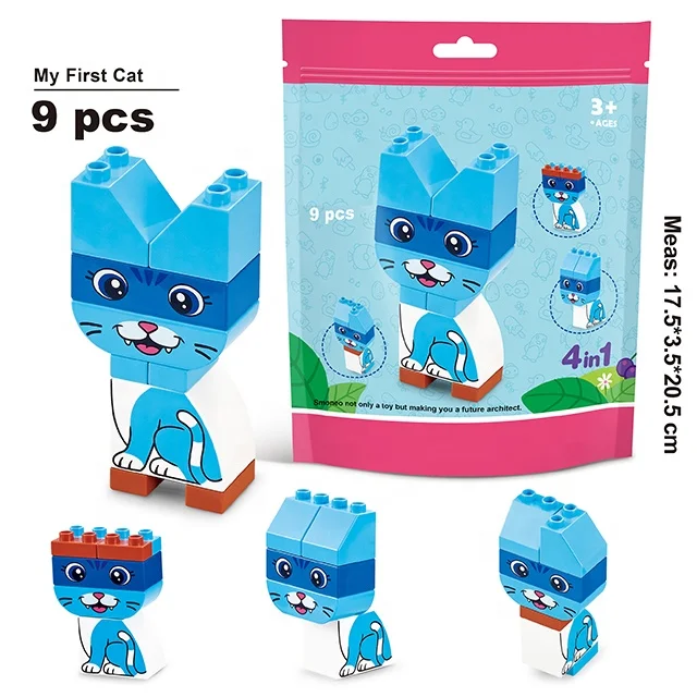 
New Gifts Educational Learning 4 In 1 Animal Kids Play Plastic DIY Toys Building Block 