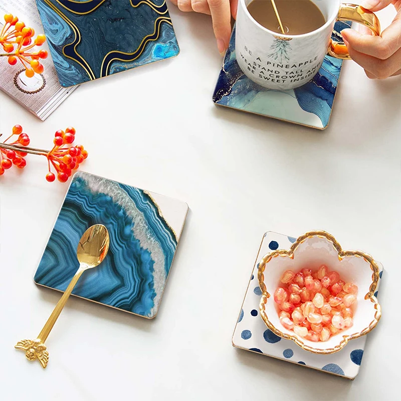 HTPmart 4inch Sublimation 4mm Blank MDF Wooden Coaster with Cork Non-slip Customized Printing Square/Rounde Shape Mug Coaster