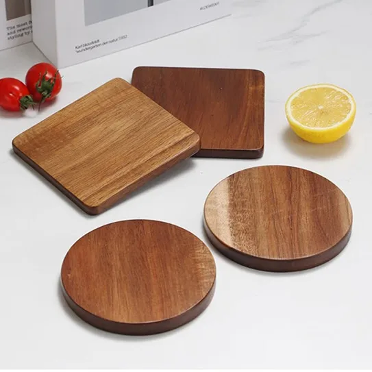 Acacia Beech Thermal Insulation Mat Teacup Mat Mark Mat Solid Wood Coaster Can Be Customized Logo Round Wood Cup Sustainable