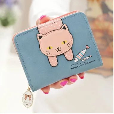 
Fashion Women Short Wallet Purse Small Zipper Girls Wallet Cat Leather Coin Purse Card Holder Money Bag 