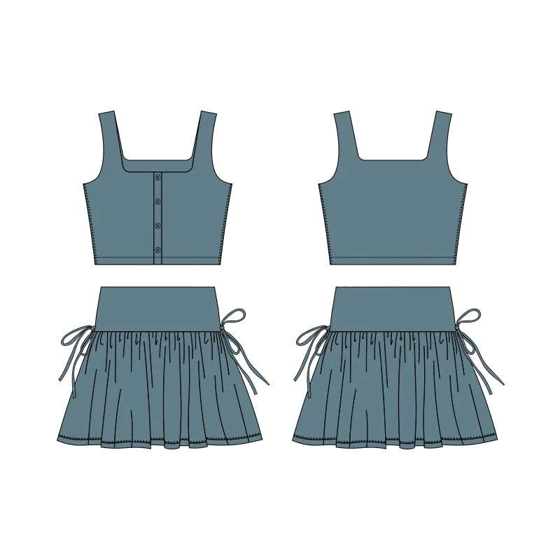 2024 Fashion Wholesale Children Tennis Sport 2in1 pocket Skirt set Girls Gym Yoga Training Athletic Wear Tennis Skirt Set