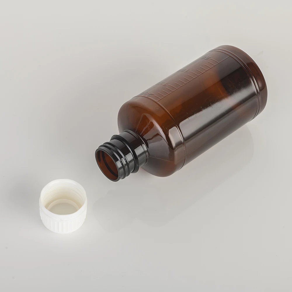100ml, 120ml, 150ml, 3OZ, 5OZ amber black transparent cough syrup liquid round bottle medicine plastic bottle with screw cap