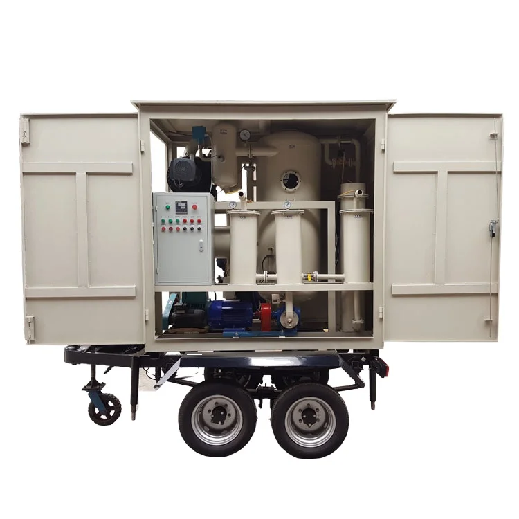 Trailer and enclosed High Vacuum used  transformer oil purifier,black oil recycling system