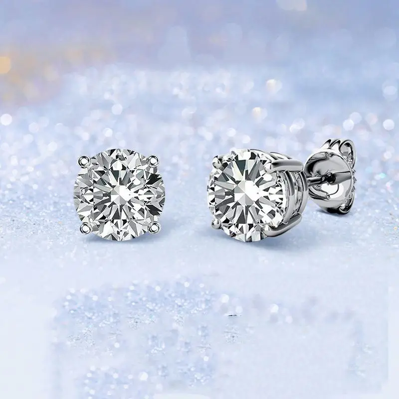 Made In China 925 Sterling Silver 18K Gold Plated Moissanite Mossanite Stud Fashion Jewelry Earrings