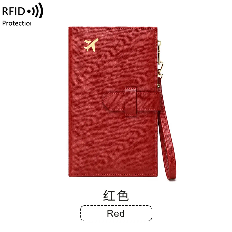 Новинка RFID Saffiano PU Сумка для паспорта на молнии с пряжкой Держатель держателем ручки многофункциональный длинный женский кошелек