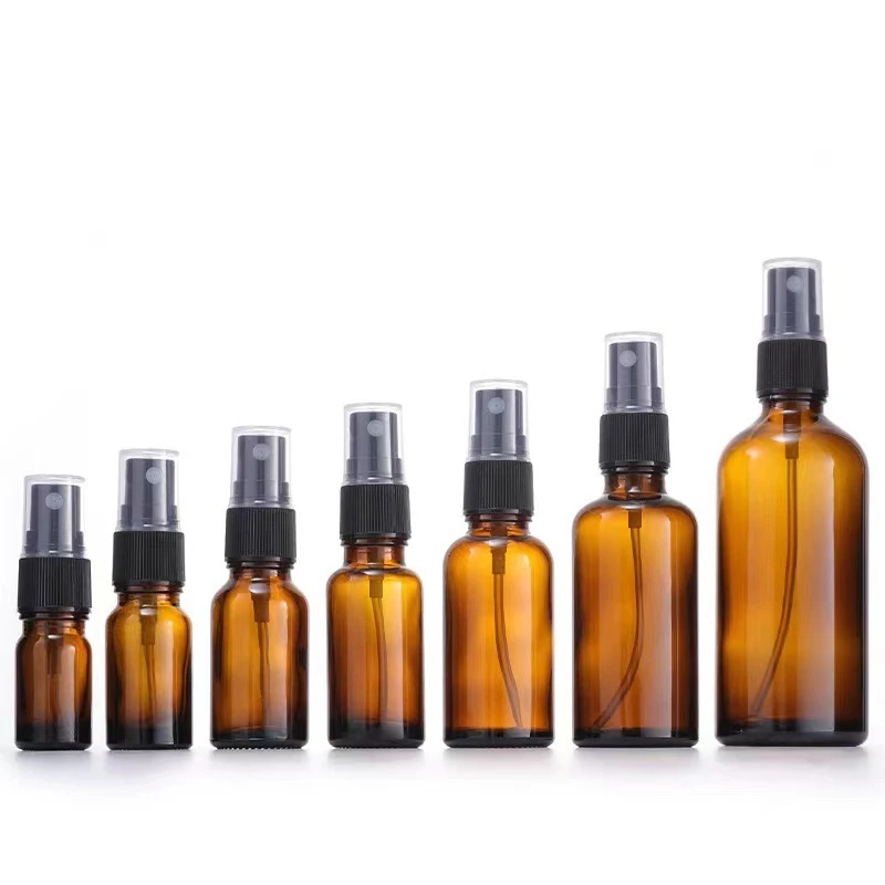 Custom 5m 10ml 15ml 20ml 30ml 50ml 100ml amber brown clear round glass spray bottles