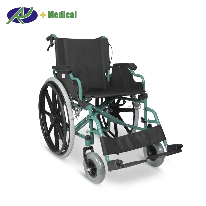 High Quality Medical Used Wheelchair Portable Folding Steel Manual Wheelchair  For Elderly Disabled