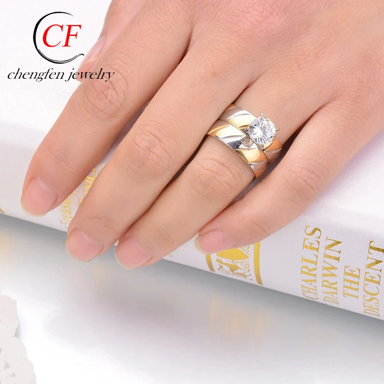 Модные Недорогие парные кольца из золота 2021 пробы итальянские обручальные с бриллиантами Мужские Простые Кольца нержавеющей стали цирконием