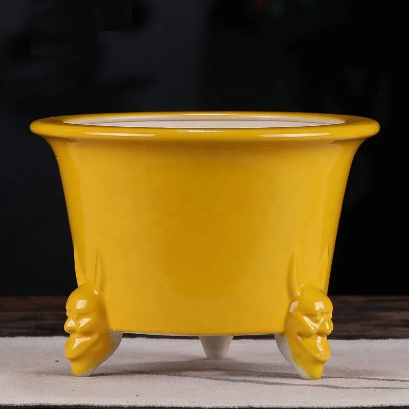 Luxury clay pots high quality bonsai pot ceramic pots glazed material planters for indoor bonsai plant