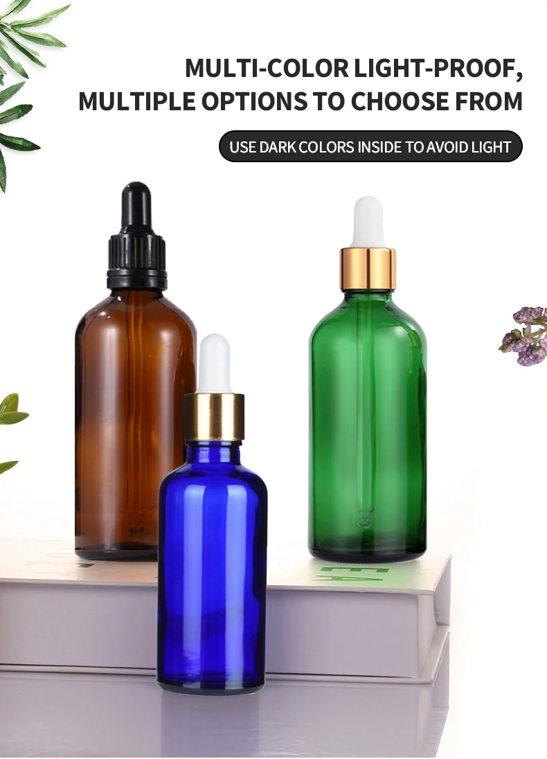 Hot Sale Customizable Boston Bottle Essential Oils 5ml-100ml Amber Glass Spray Hot Stamping Surface Dropper Sealing Serum Use