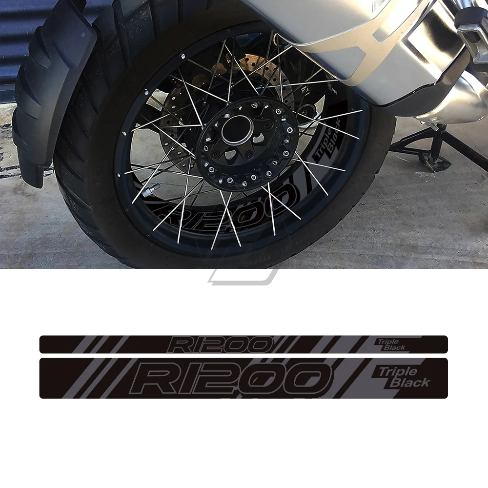 Светоотражающая наклейка на переднее и заднее колесо мотоцикла для BMW R1200GS Adventure 2006-2021 тройная черная