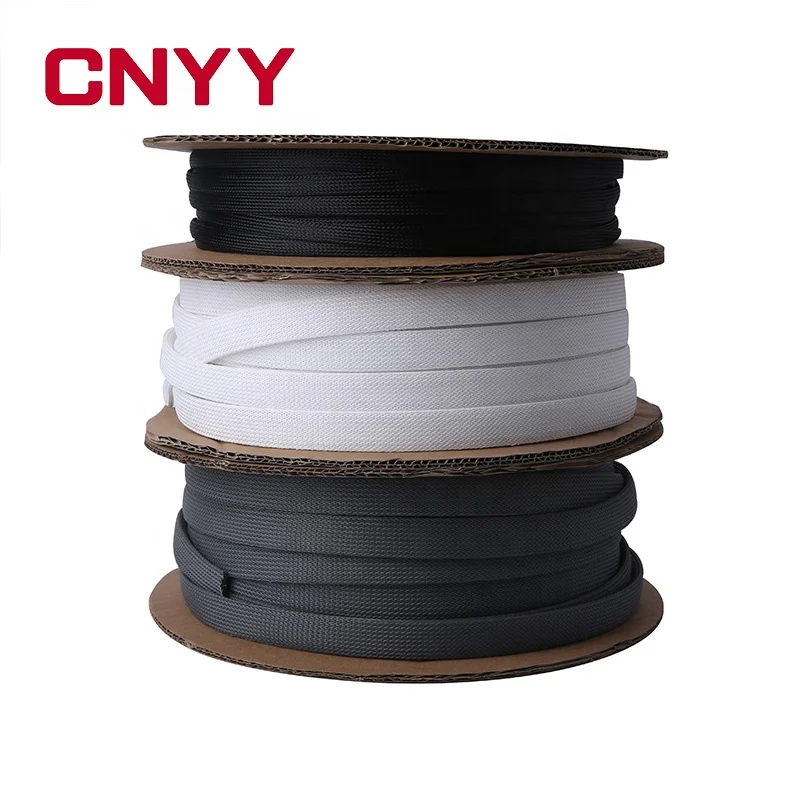 10MM Black Braided PET Expandable Cable Sleeve High Quality Multifilament Expandable Braided Sleeve