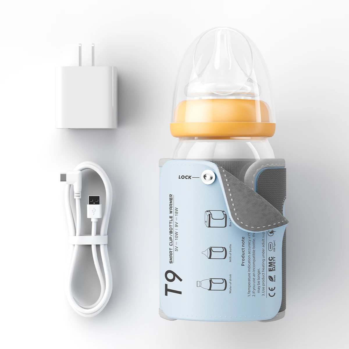 Portable USB Outdoor Baby Bottle Warmer Smart Car Travel Milk Warmer Heated Cover Insulation Thermostat