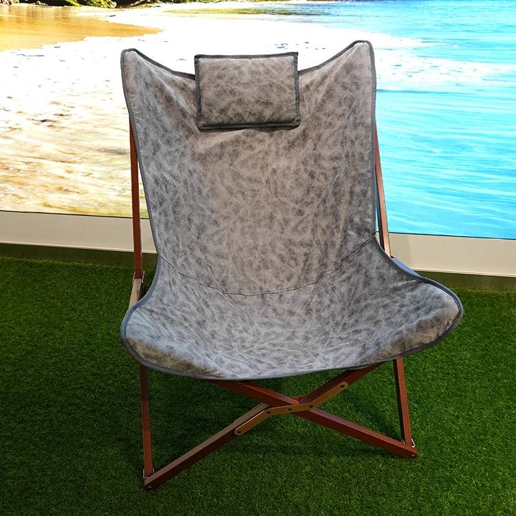 HStex Leather Luxury Outdoor Portable Foldable Home Folding Camping Stool Leisure Butterfly Chair