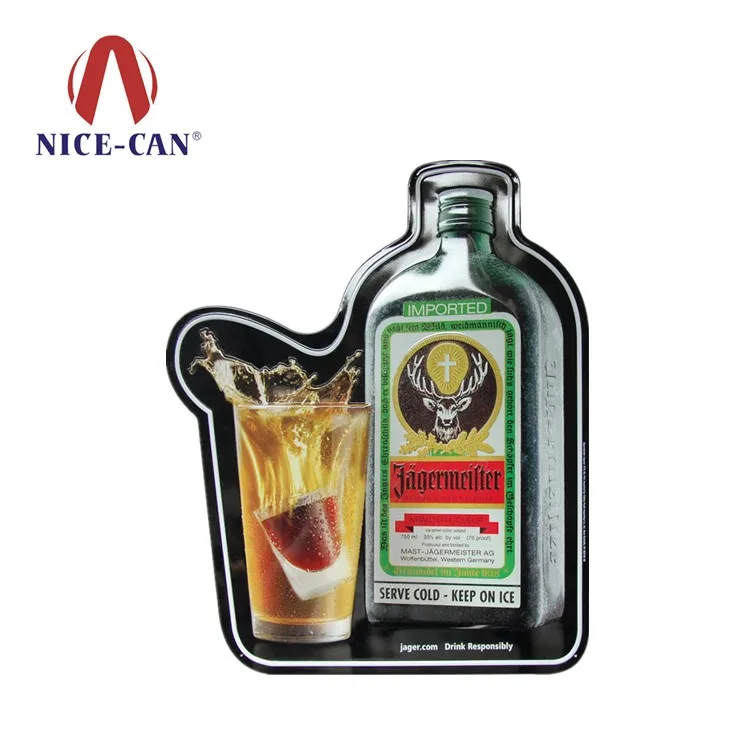 Customized Decorative Use Embossing Beer Tin Metal Signs Bar Wine Bottle Shape Vintage Tin Sign Beer