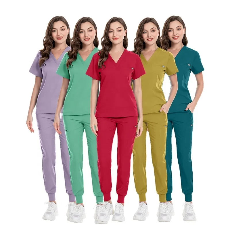 Athletic Stretchy Uniform Sets Custom Sizes Surgical Uniforms Scrubs Hospital Nursing Work-wear Sets Work-wear Fashion Suits