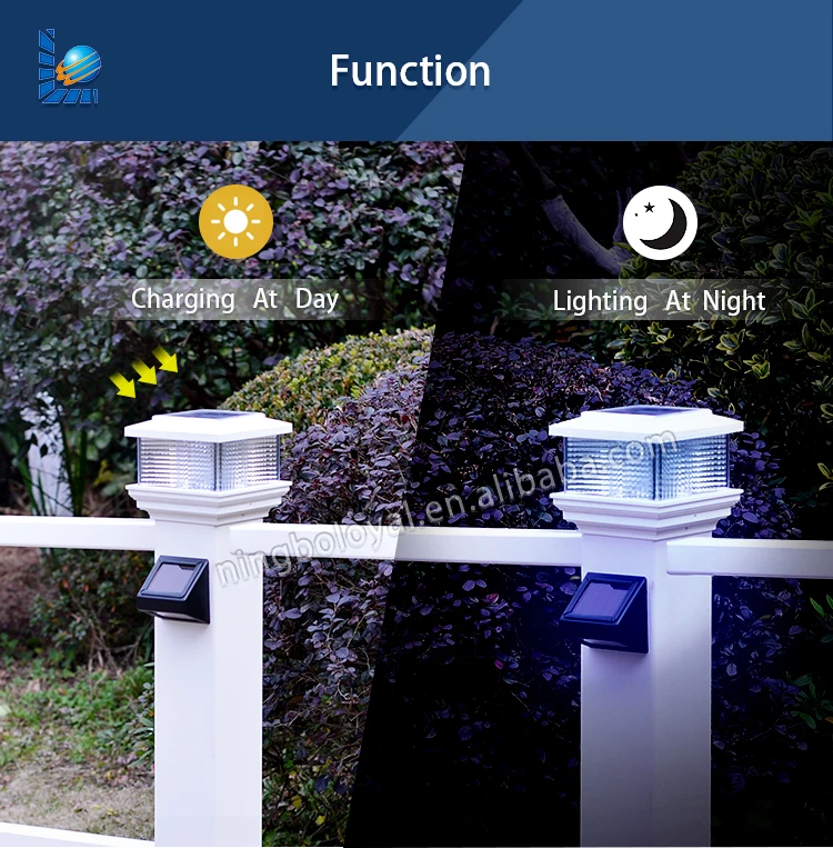 Outdoor Modern Pillar Design Jardin Luz Outdoor Gate High Quality Plastic Solar Light For Fence Post Cap