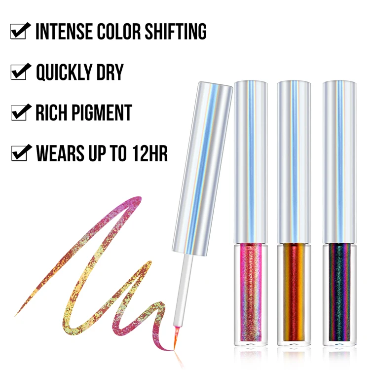 Multichrome Chameleon Eyeliner Pencil Metallic Color Change Colorful Eye Liner Private Label Holographic Liquid Glitter Eyeliner