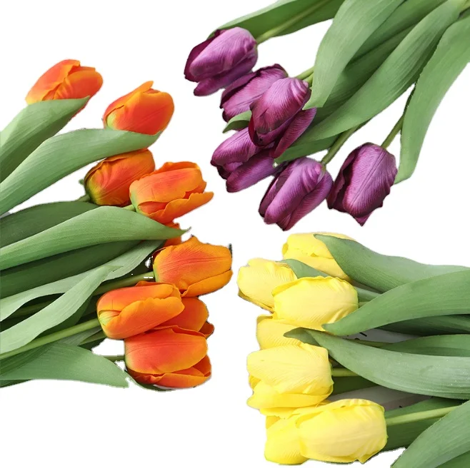Hot Selling Artificial Tulips Single Living Room Home Decoration  Flowers Wholesale Wedding Outdoor Hotel Simulation