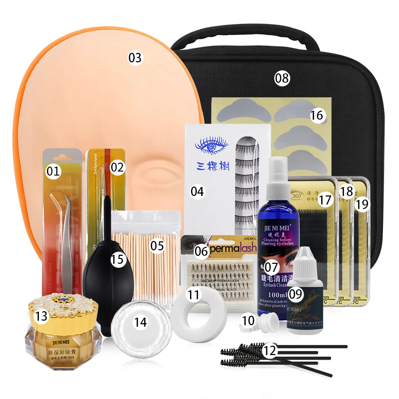 Hot Sale Starters Eyelash Home Practice Kit Eyelash Extension Tools Kit Training School Eyelash Kit