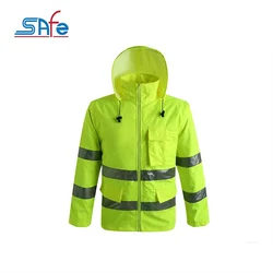 New style high visibility reflective raincoat safety jacket for rain