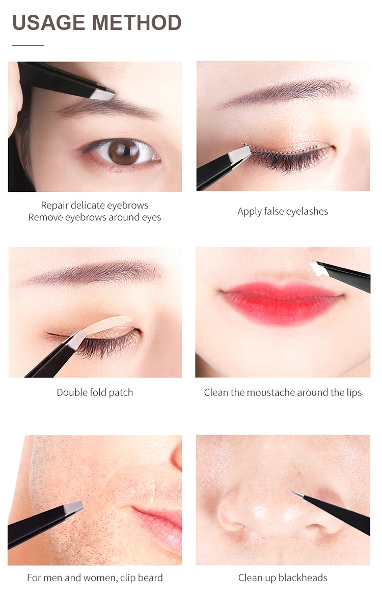 Pink Stainless Steel Professional Precision Multifunction Slanted Pointed 4 Piece Set Of High Quality Eyebrow Tweezers